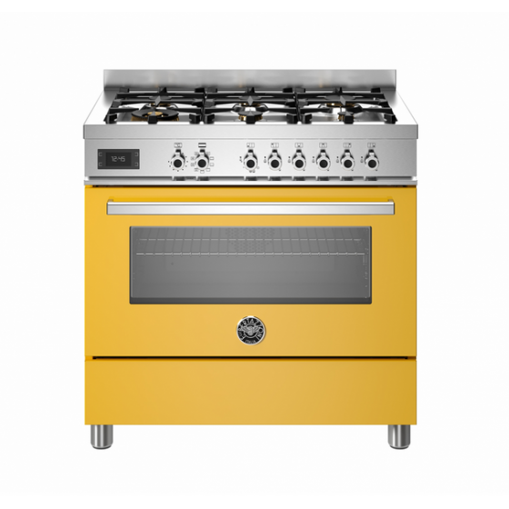 BERTAZZONI PRO9 6L 1E GI T Κουζινα Ηλεκτρική με Εστίες Αερίου 90cm Κίτρινο
